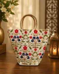 Moon Petal Embroidery Handbag.